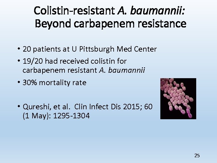Colistin-resistant A. baumannii: Beyond carbapenem resistance • 20 patients at U Pittsburgh Med Center