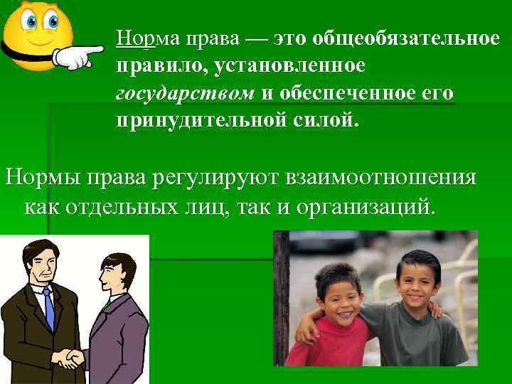 Норма права — это общеобязательное правило, установленное государством и обеспеченное его принудительной силой. Нормы