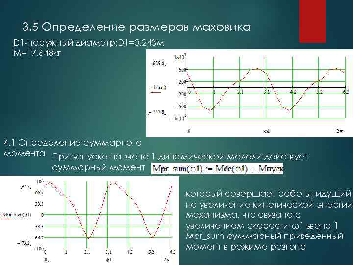 3. 5 Определение размеров маховика D 1 -наружный диаметр; D 1=0. 243 м M=17.