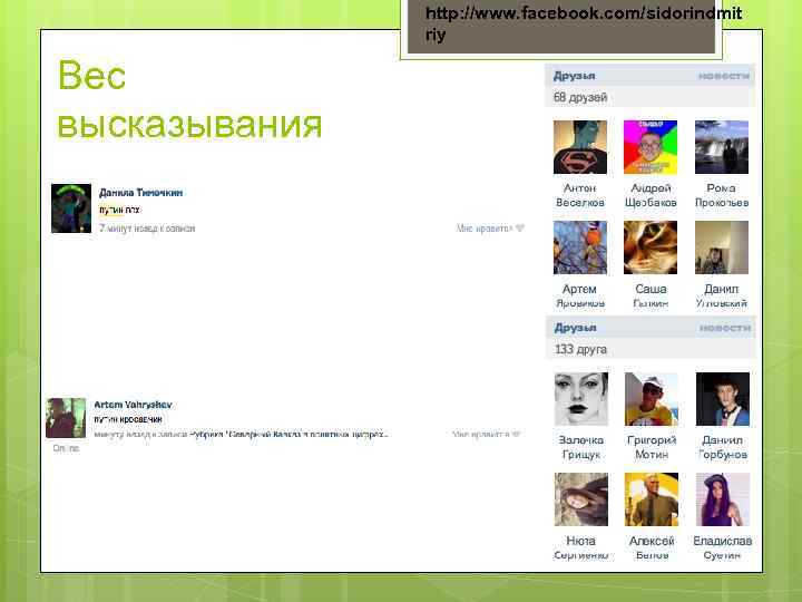 http: //www. facebook. com/sidorindmit riy Вес высказывания 