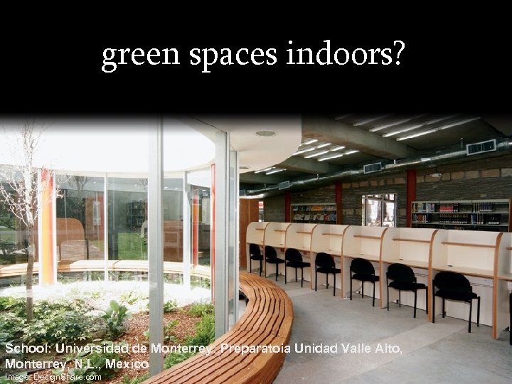 green spaces indoors? School: Universidad de Monterrey: Preparatoia Unidad Valle Alto, Monterrey, N. L.