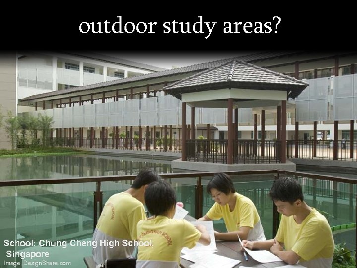 outdoor study areas? School: Chung Cheng High School, Singapore Image: Design. Share. com 