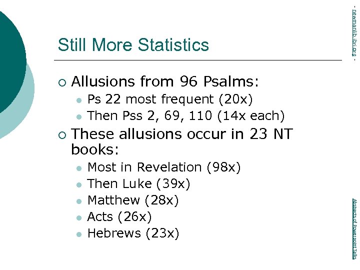 ¡ Allusions from 96 Psalms: l l ¡ - newmanlib. ibri. org - Still