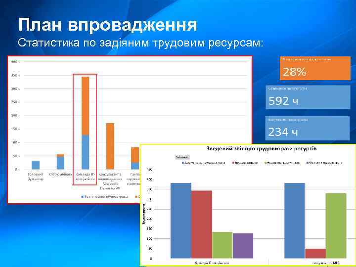 План впровадження Статистика по задіяним трудовим ресурсам: 