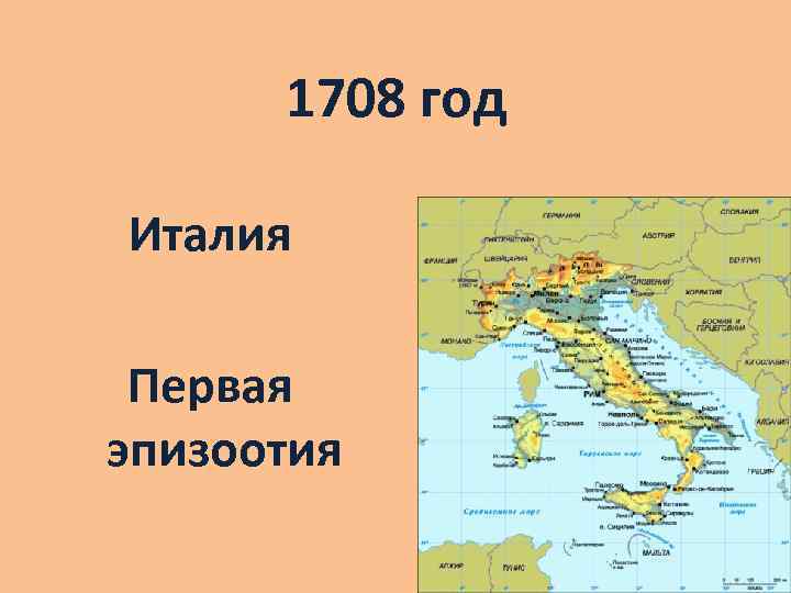 1708 год Италия Первая эпизоотия 