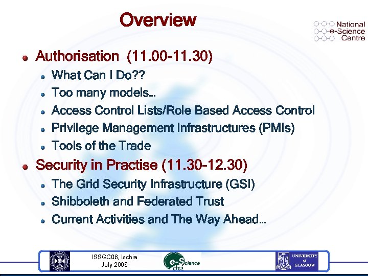 Overview Authorisation (11. 00 -11. 30) What Can I Do? ? Too many models…