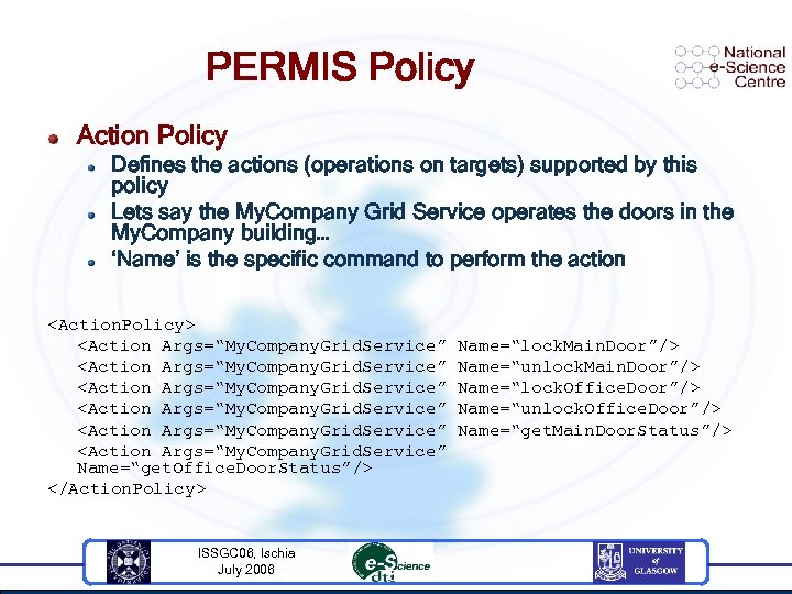 PERMIS Policy Action Policy Defines the actions (operations on targets) supported by this policy