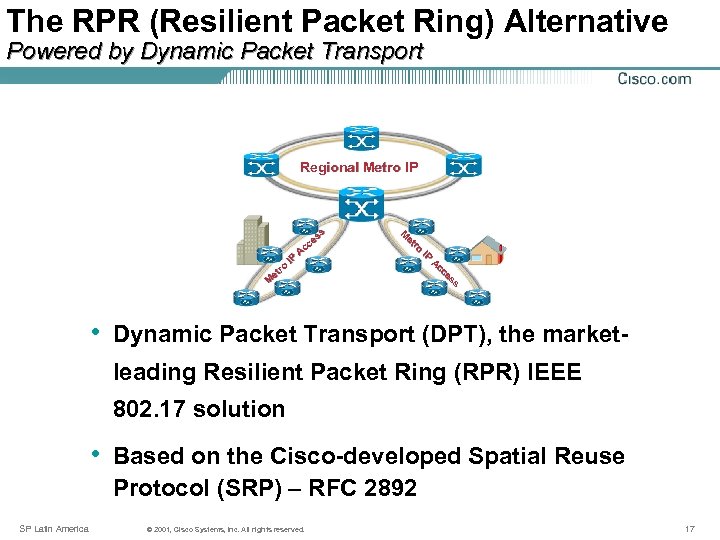 The RPR (Resilient Packet Ring) Alternative Powered by Dynamic Packet Transport Regional Metro IP