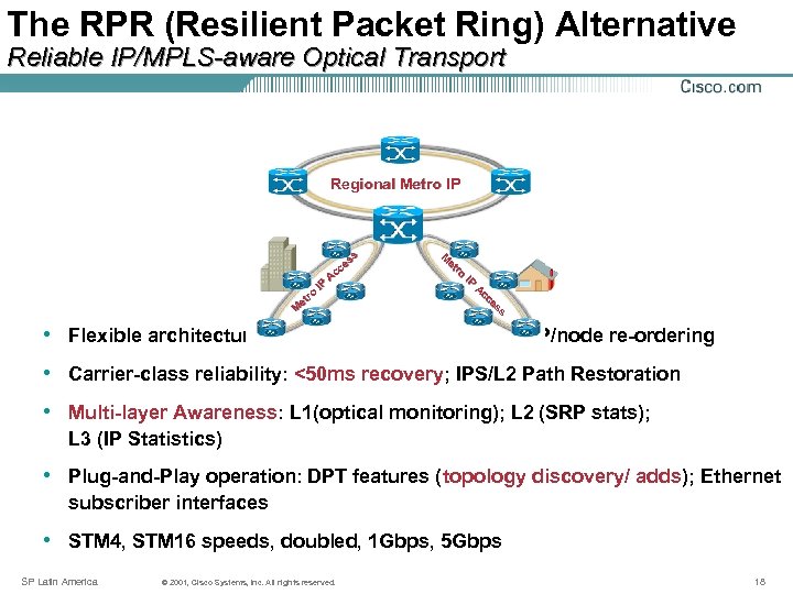 The RPR (Resilient Packet Ring) Alternative Reliable IP/MPLS-aware Optical Transport Regional Metro IP s
