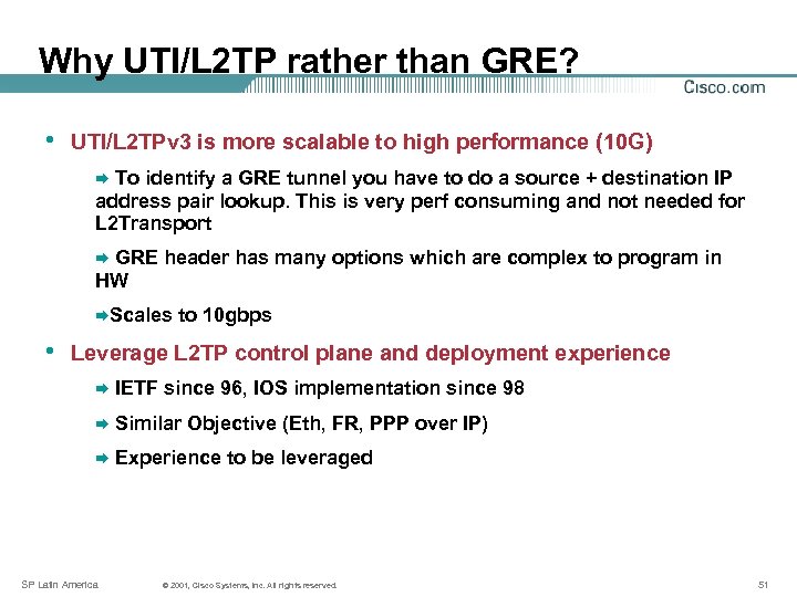 Why UTI/L 2 TP rather than GRE? • UTI/L 2 TPv 3 is more