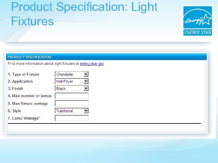 Product Specification: Light Fixtures 