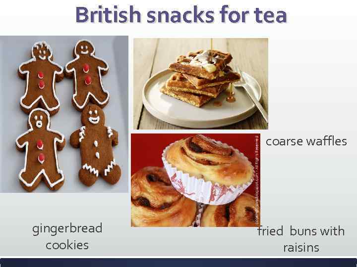 British snacks for tea coarse waffles gingerbread cookies fried buns with raisins 