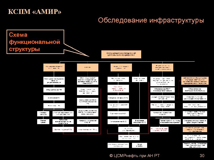 КСПМ «АМИР» Обследование инфраструктуры Схема функциональной структуры © ЦСМРнефть при АН РТ 30 