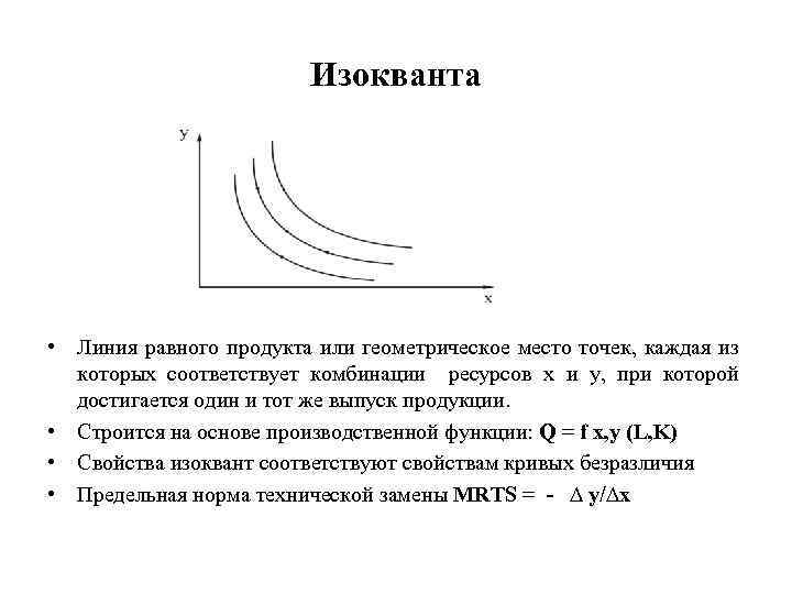 В ряду свойств стандартных изоквант