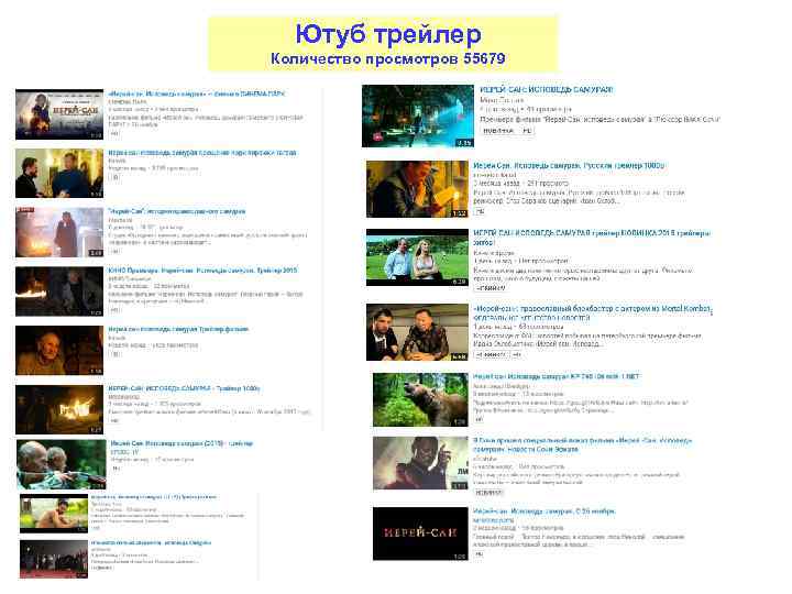 Ютуб трейлер Количество просмотров 55679 