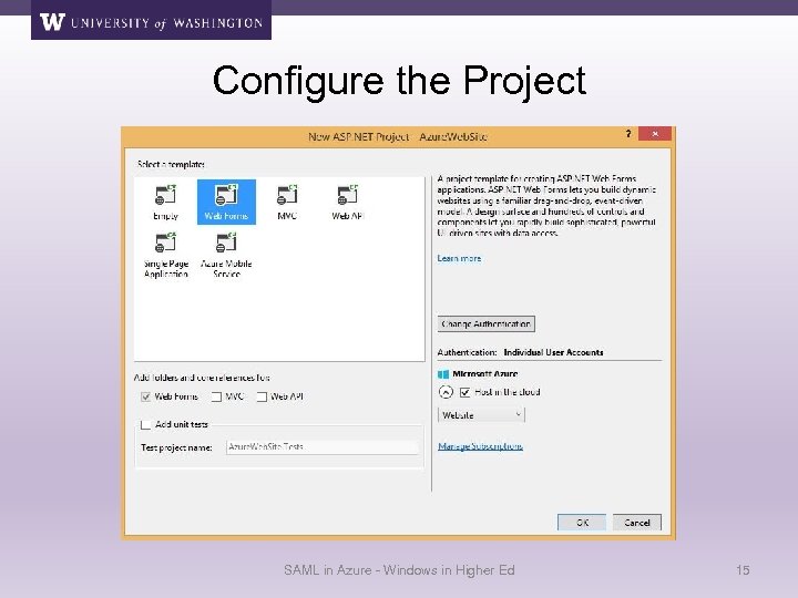 Configure the Project SAML in Azure - Windows in Higher Ed 15 