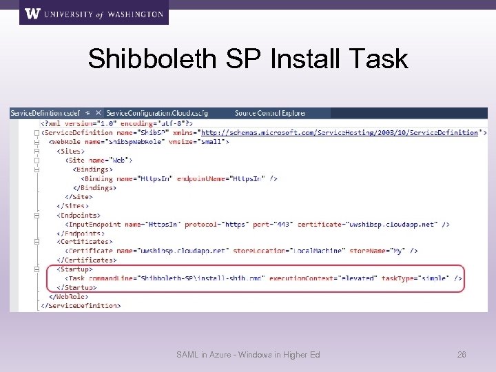 Shibboleth SP Install Task SAML in Azure - Windows in Higher Ed 26 