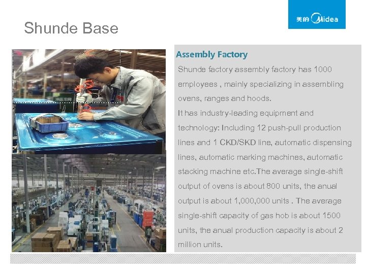 Shunde Base Assembly Factory Shunde factory assembly factory has 1000 employees , mainly specializing