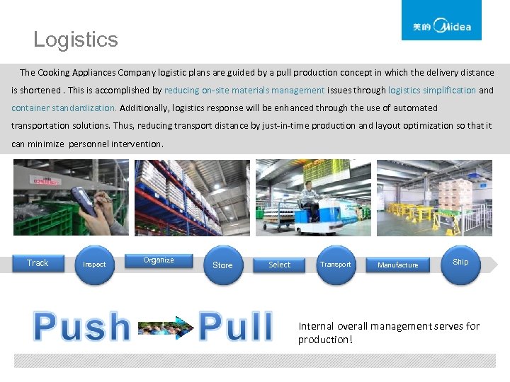 Logistics The Cooking Appliances Company logistic plans are guided by a pull production concept