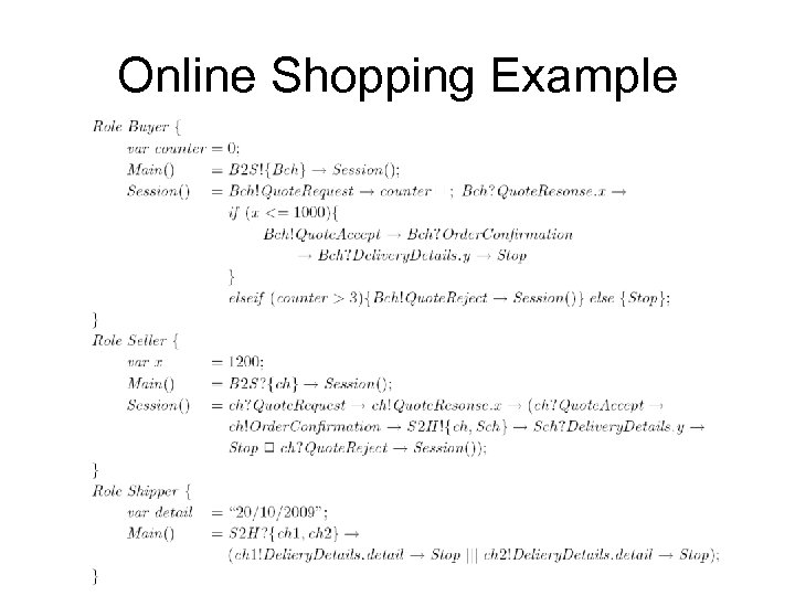 Online Shopping Example 