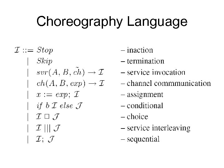 Choreography Language 