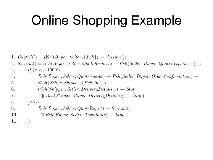 Online Shopping Example 