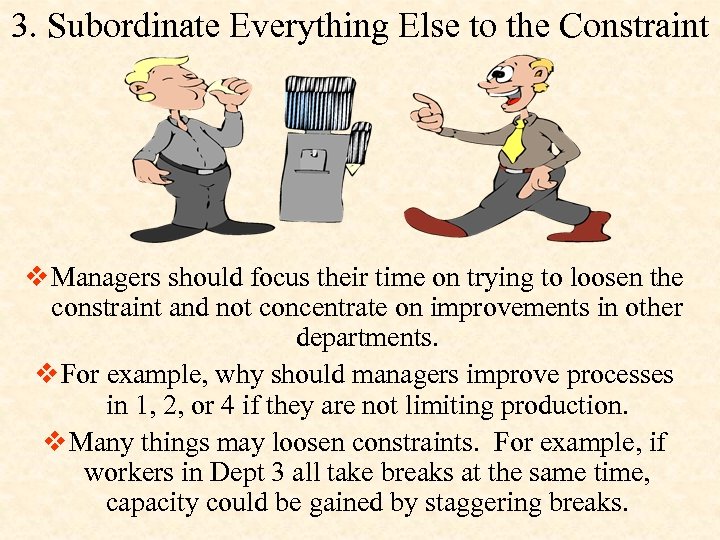 3. Subordinate Everything Else to the Constraint v Managers should focus their time on