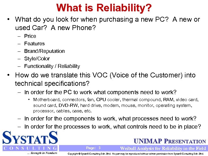 What is Reliability? • What do you look for when purchasing a new PC?