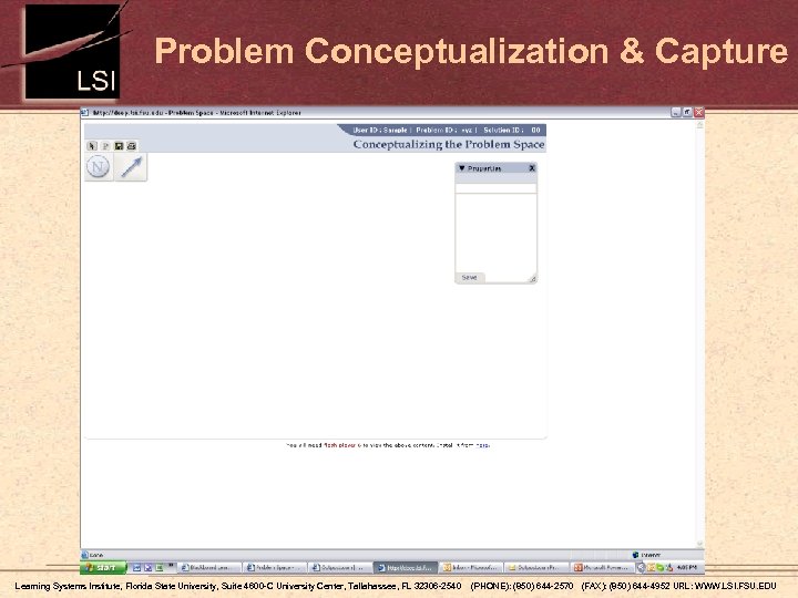 Problem Conceptualization & Capture Learning Systems Institute, Florida State University, Suite 4600 -C University