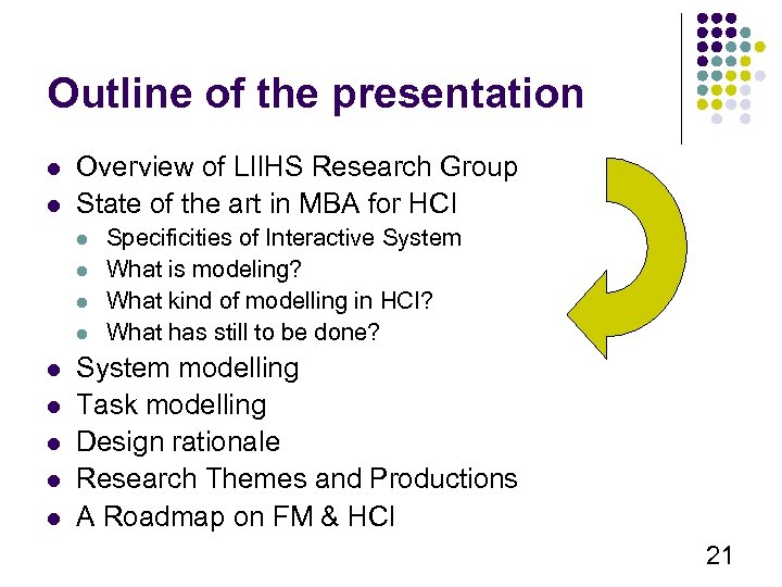 Outline of the presentation l l Overview of LIIHS Research Group State of the
