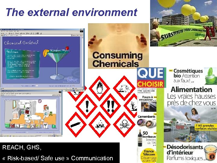 The external environment REACH, GHS, « Risk-based/ Safe use » Communication 