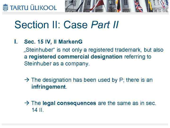 Section II: Case Part II I. Sec. 15 IV, II Marken. G „Steinhuber“ is