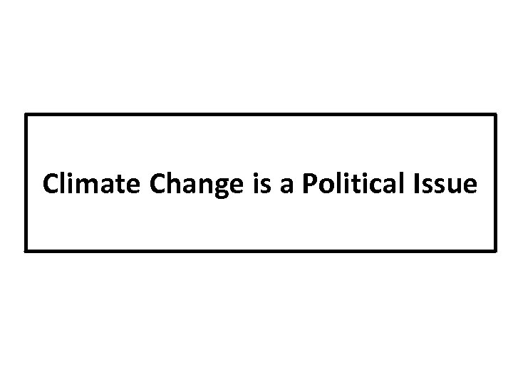 Climate Change is a Political Issue 