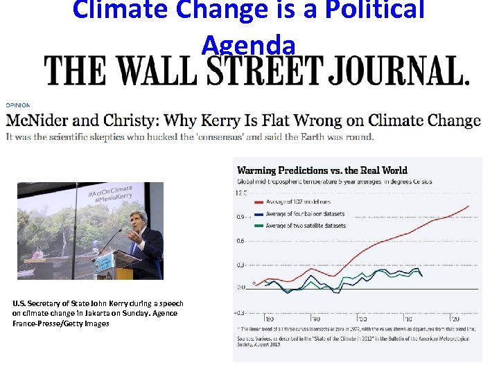 Climate Change is a Political Agenda U. S. Secretary of State John Kerry during