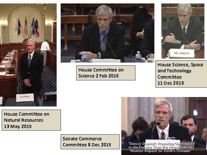 House Committee on Science 2 Feb 2016 House Committee on Natural Resources 13 May