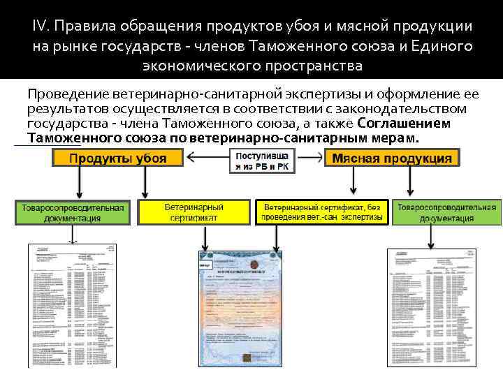 IV. Правила обращения продуктов убоя и мясной продукции на рынке государств - членов Таможенного