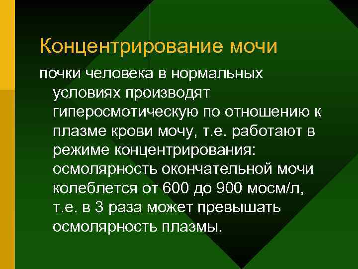 Концентрирование мочи почки человека в нормальных условиях производят гиперосмотическую по отношению к плазме крови