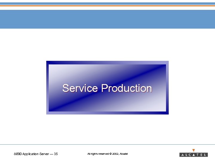 Service Production 8690 Application Server — 35 All rights reserved © 2002, Alcatel 