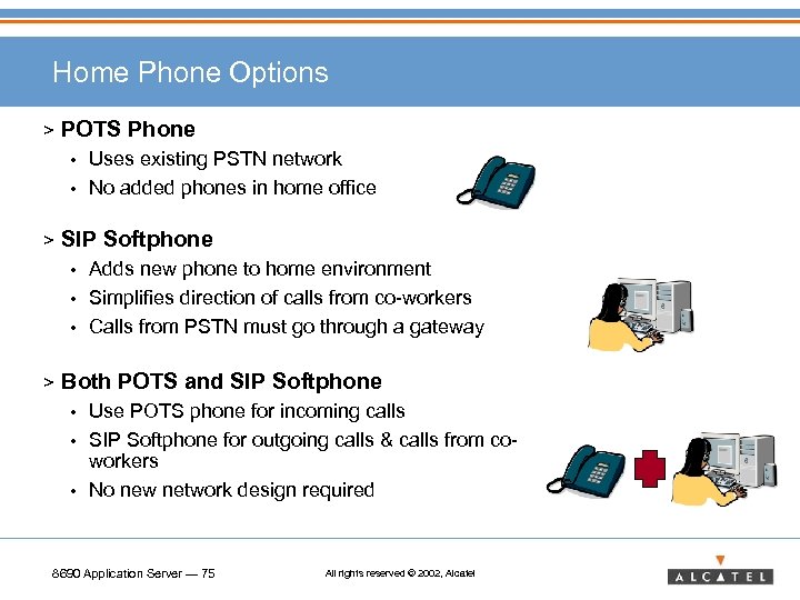 Home Phone Options > POTS Phone Uses existing PSTN network • No added phones