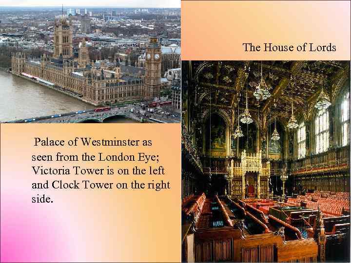 The House of Lords Palace of Westminster as seen from the London Eye; Victoria