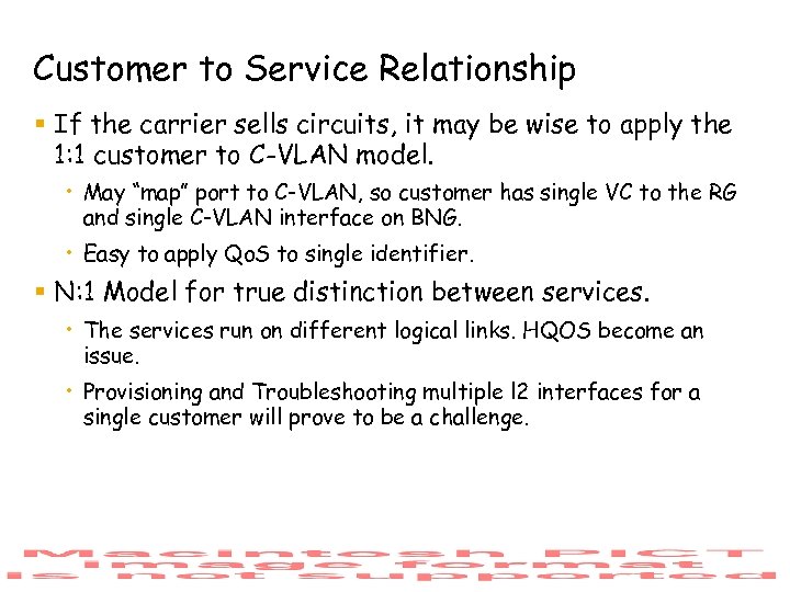 Customer to Service Relationship § If the carrier sells circuits, it may be wise
