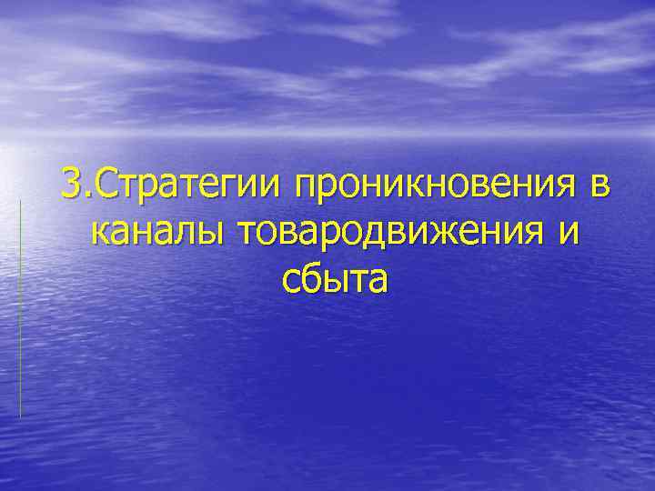 3. Стратегии проникновения в каналы товародвижения и сбыта 
