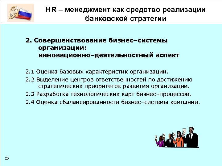 HR – менеджмент как средство реализации банковской стратегии 2. Совершенствование бизнес–системы организации: инновационно–деятельностный аспект