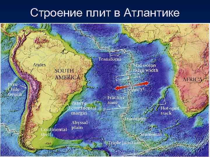 Строение плит в Атлантике 