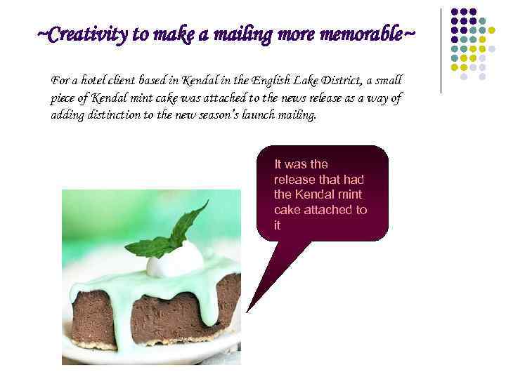 ~Creativity to make a mailing more memorable~ For a hotel client based in Kendal
