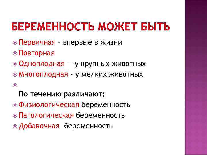 Виды беременности. Одноплодная беременность у животных. Беременность одноплодная многоплодная первичная у животных. Добавочная беременность.