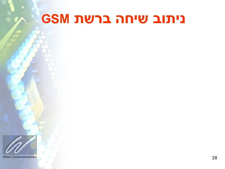  ניתוב שיחה ברשת 82 GSM 