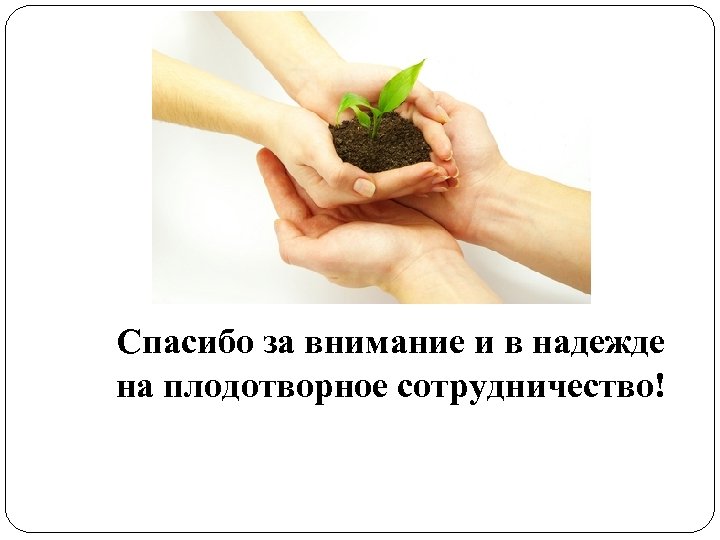 Спасибо за внимание и в надежде на плодотворное сотрудничество! 