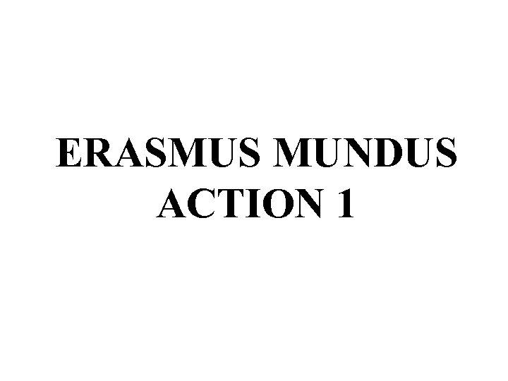 ERASMUS MUNDUS ACTION 1 