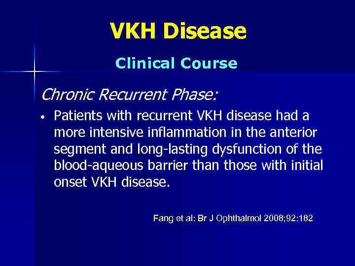 VKH Disease Clinical Course Chronic Recurrent Phase: • Patients with recurrent VKH disease had